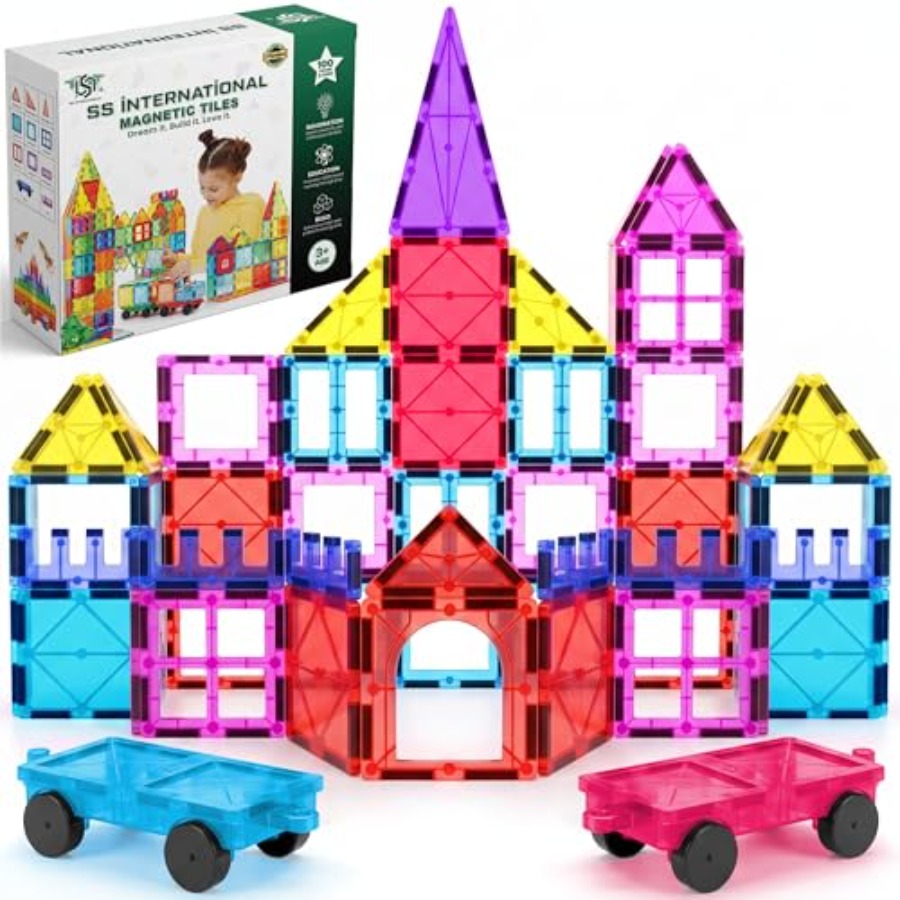 Magnetic Building Tiles Set 100Pcs - Magnetic Tiles Construction Set for 100