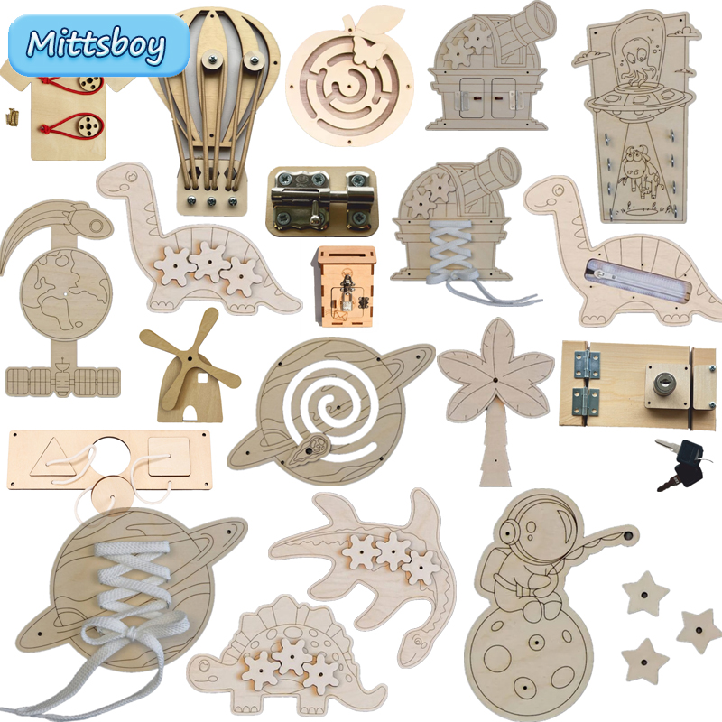 Montessori Wooden Busy Board Toddler - Montessori Busy Board Accessories Wooden Toys
