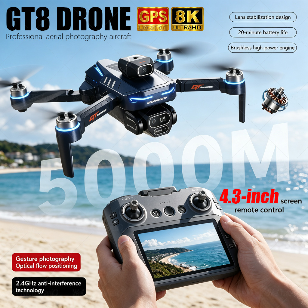 NEW GT8 HD RC Drone 4K Profess - Fpv Brushless Rc Drone 4K recension och pris